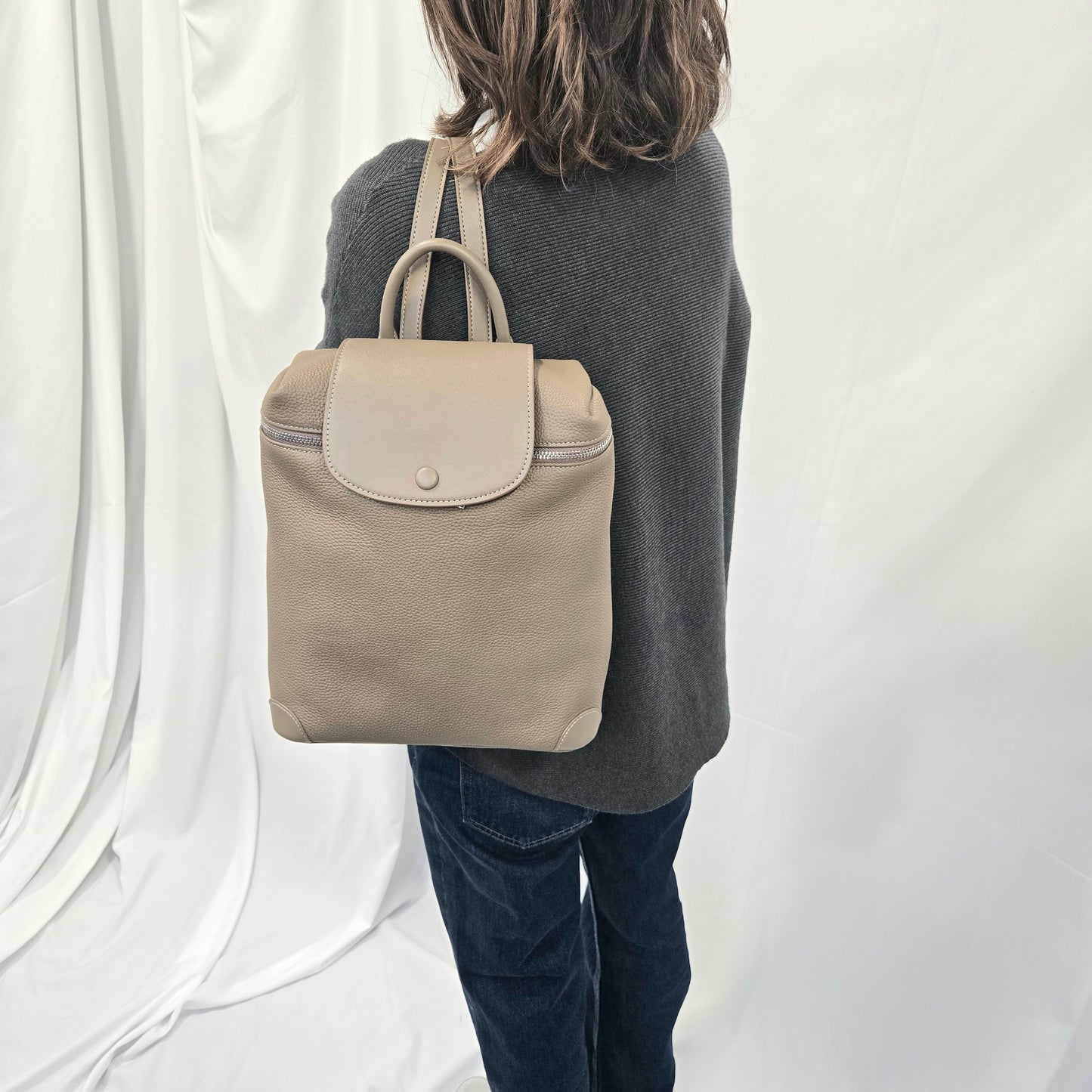 Korea Soft Pebble Leather Travel Backpack