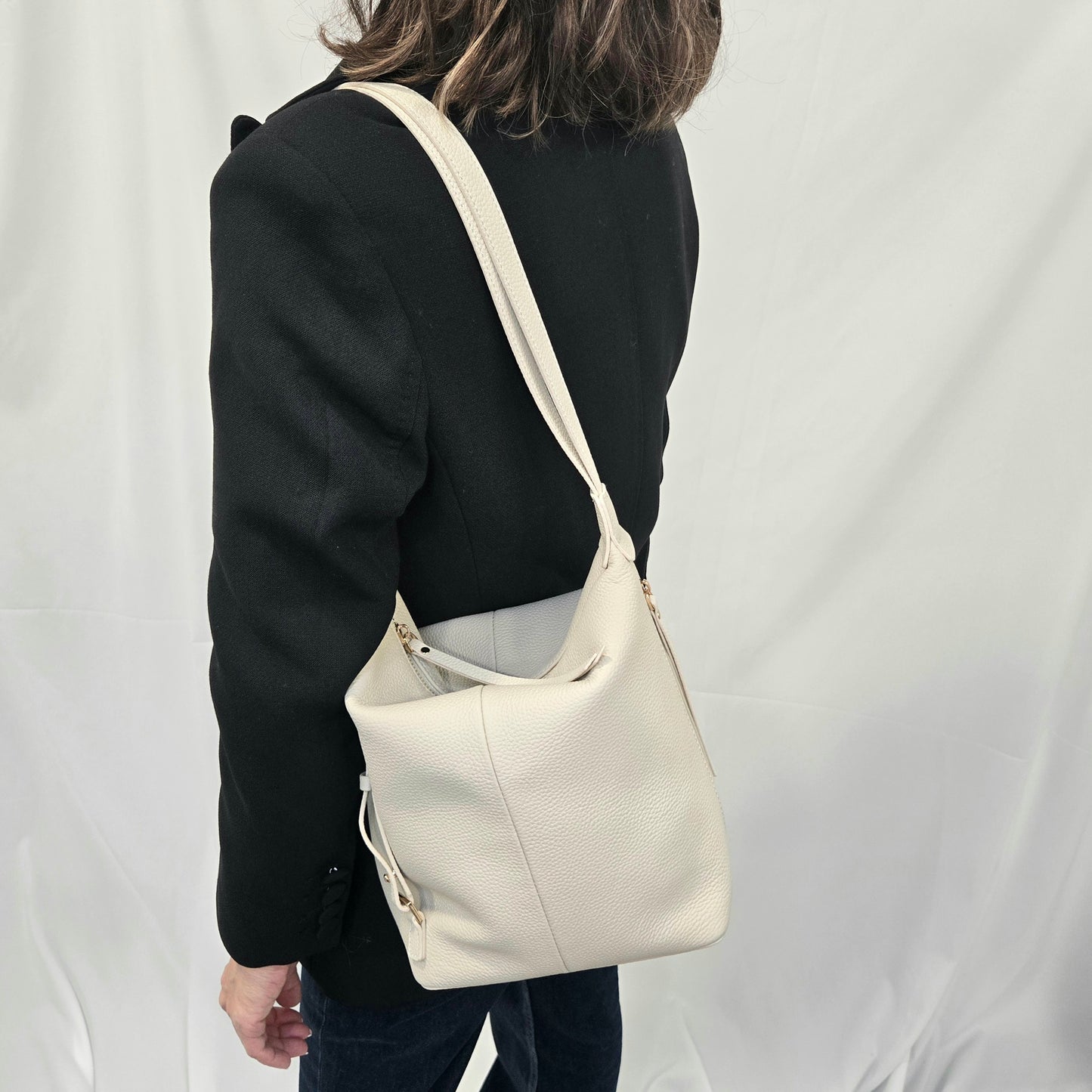 Korea Soft Pebble Leather Shoulder Backpack 2 in 1