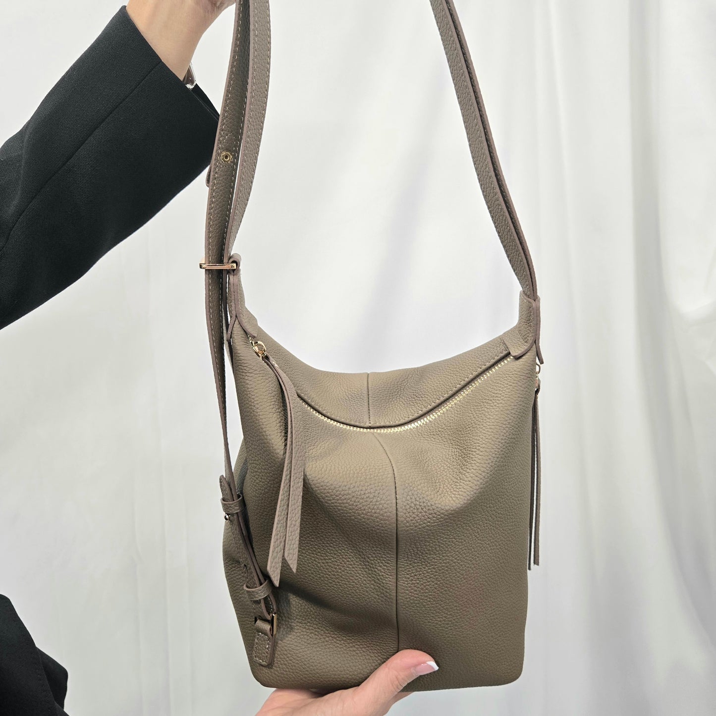 Korea Soft Pebble Leather Shoulder Backpack 2 in 1