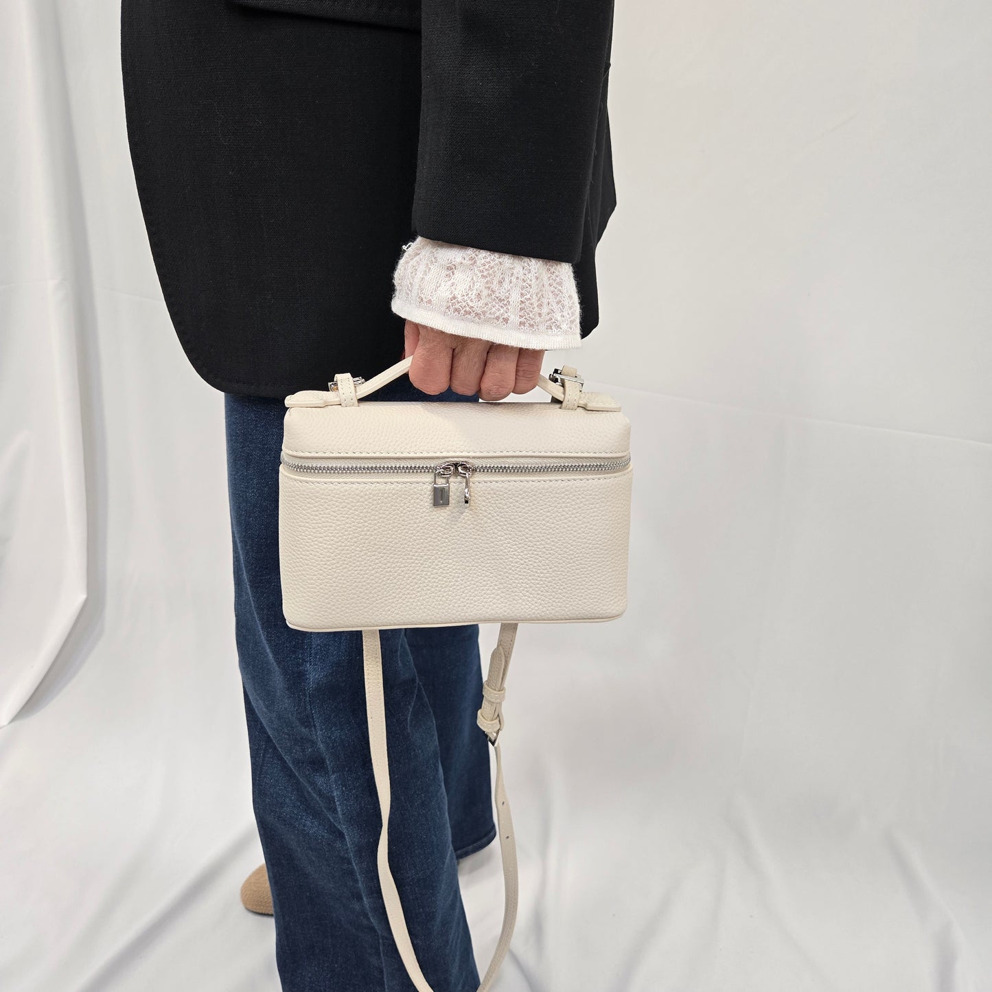 Korea Soft Pebble Leather Zipper Pouch 