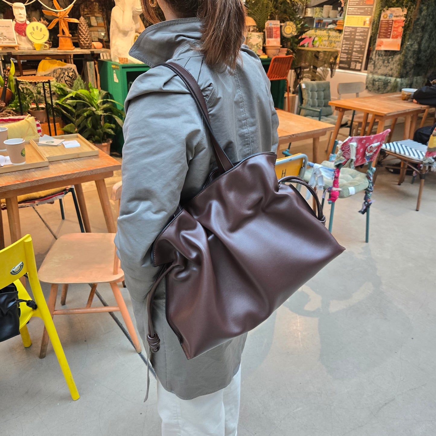 Korea Soft Calf Leather Tote Bag
