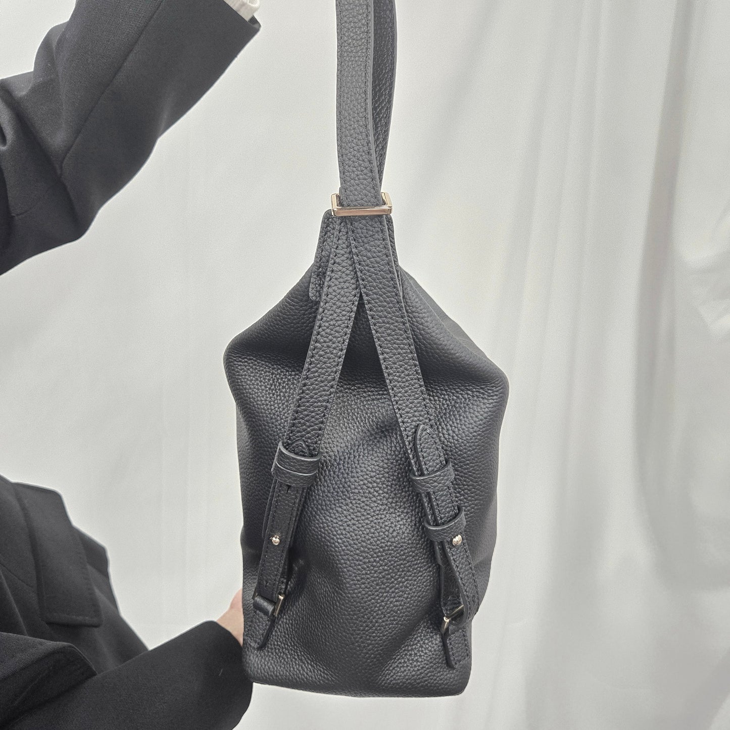 Korea Soft Pebble Leather Shoulder Backpack 2 in 1