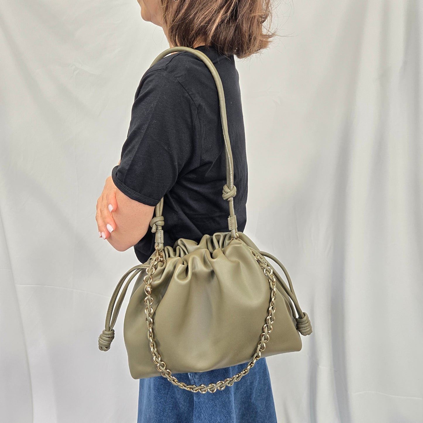 Korea Soft Calf Leather Chain Purse