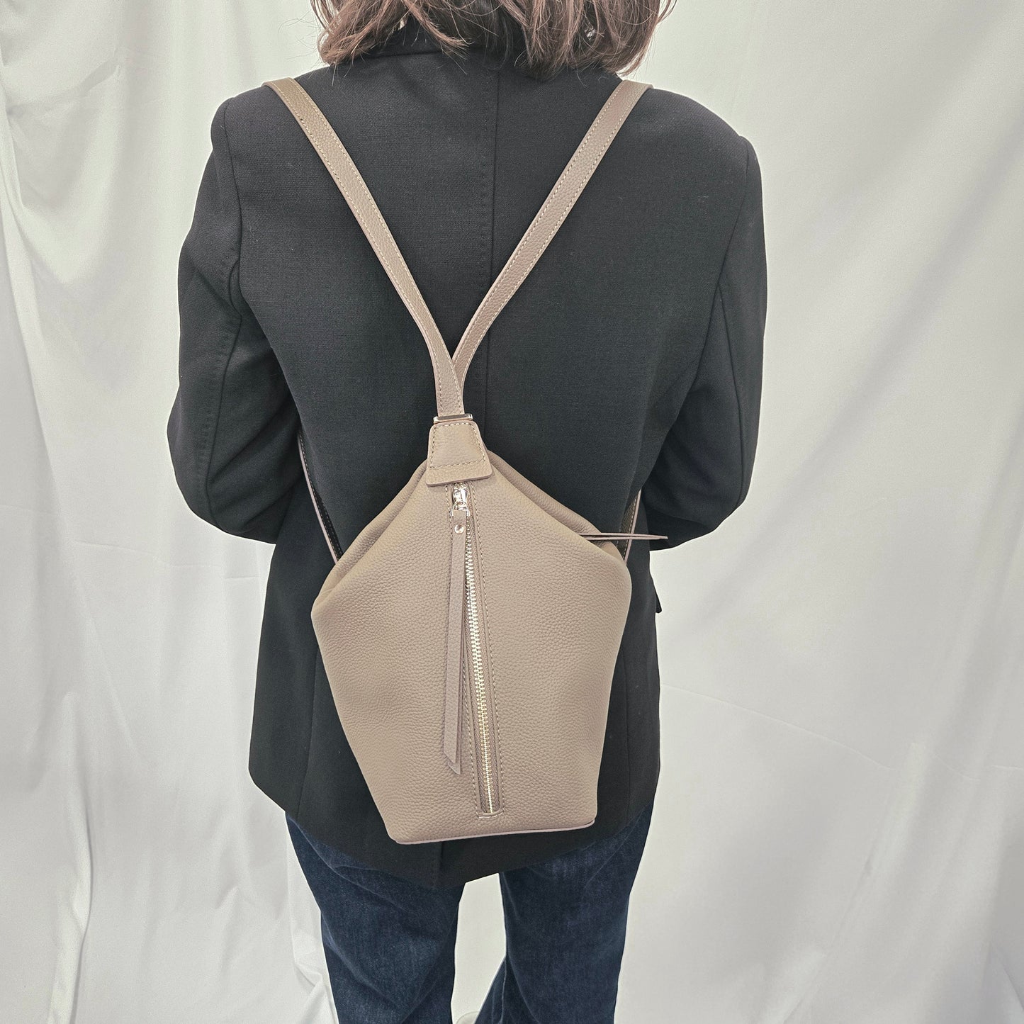 Korea Soft Pebble Leather Shoulder Backpack 2 in 1