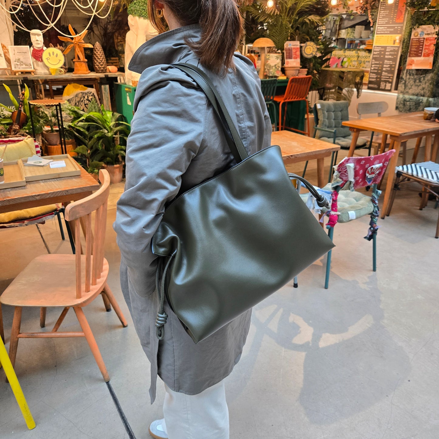 Korea Soft Calf Leather Tote Bag