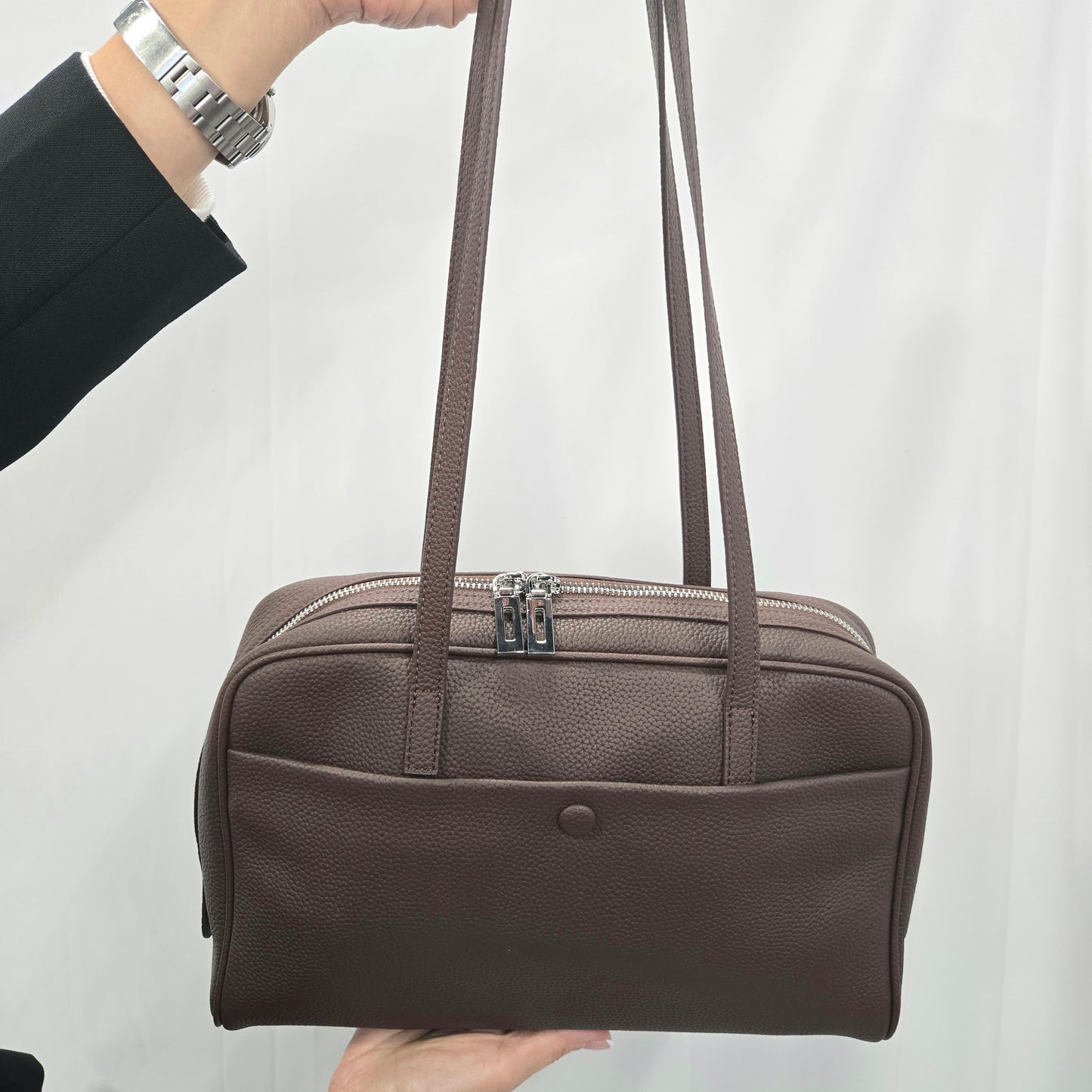 Korea Soft Pebble Leather Boston Bag