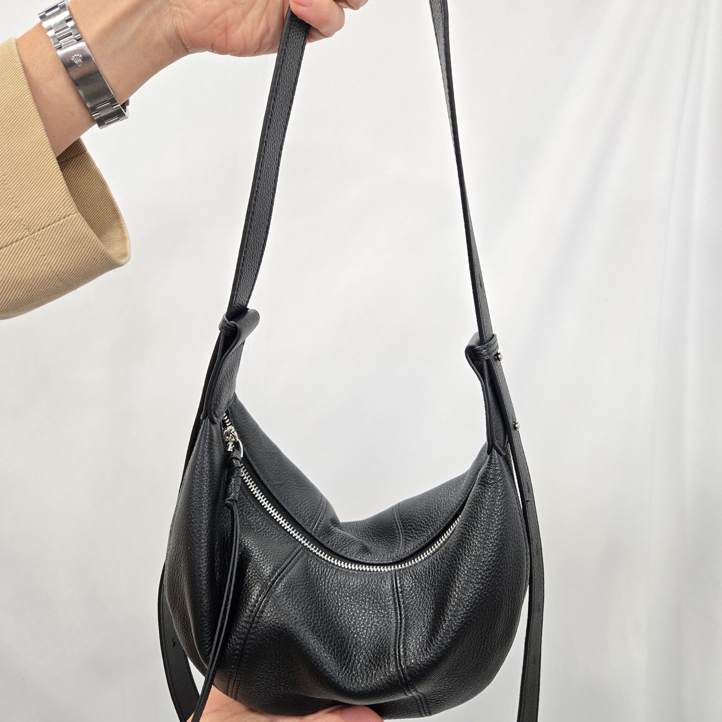 Korea Soft Pebble Leather Croissant Bag
