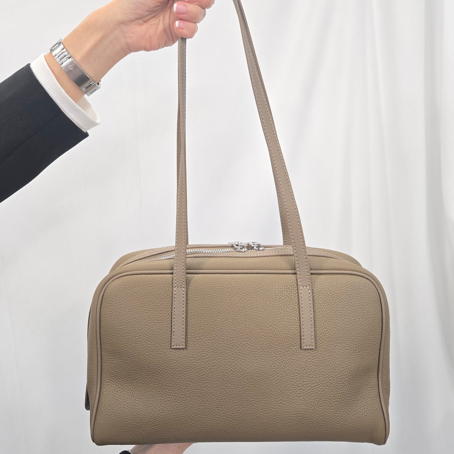 Korea Soft Pebble Leather Boston Bag