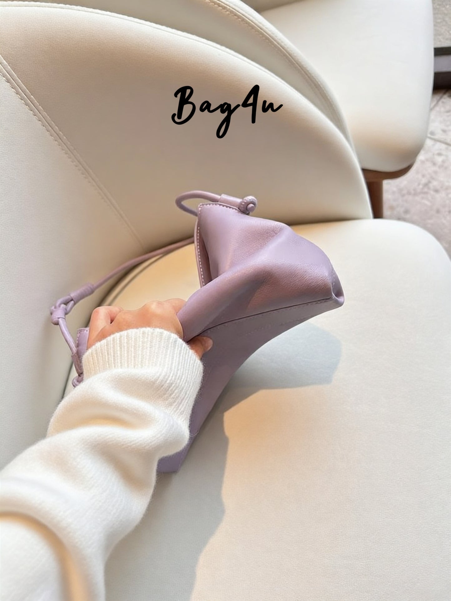 Korea Cow Leather Lilac Hobo