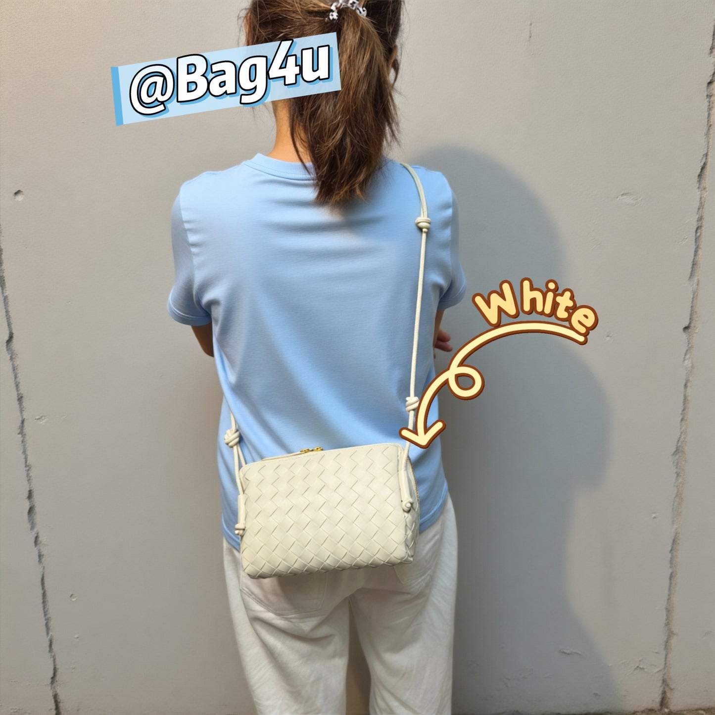 Korea Lamb Leather Woven Handbag