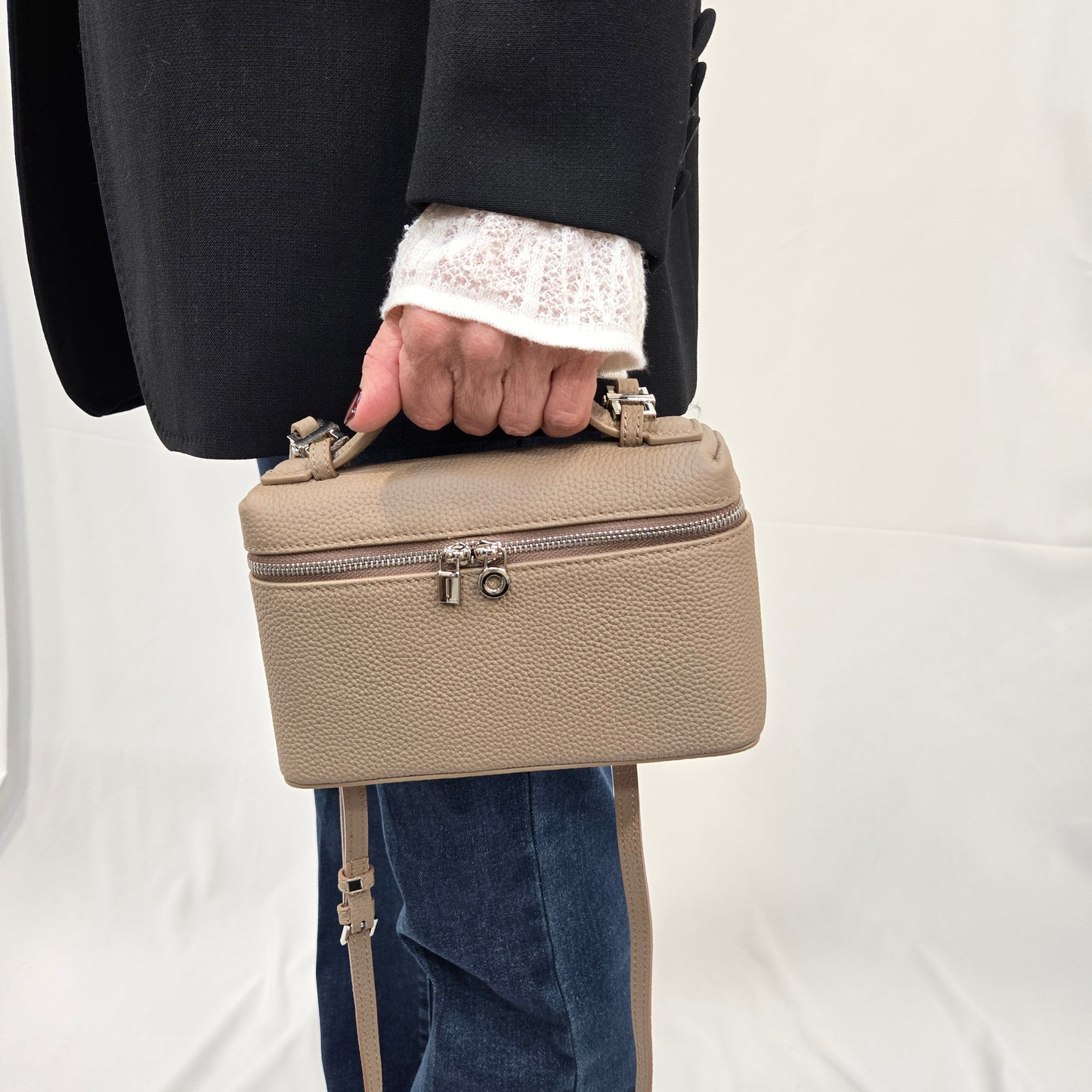 Korea Soft Pebble Leather Zipper Pouch 