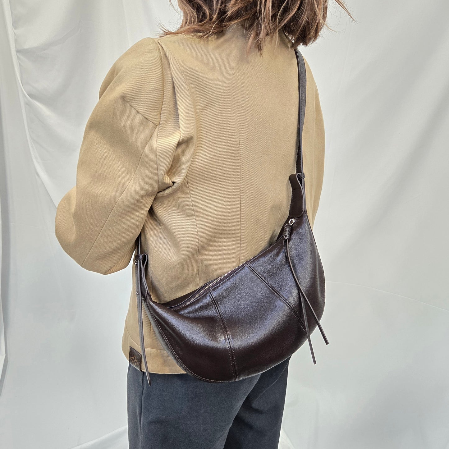 Korea Soft Pebble Leather Croissant Bag