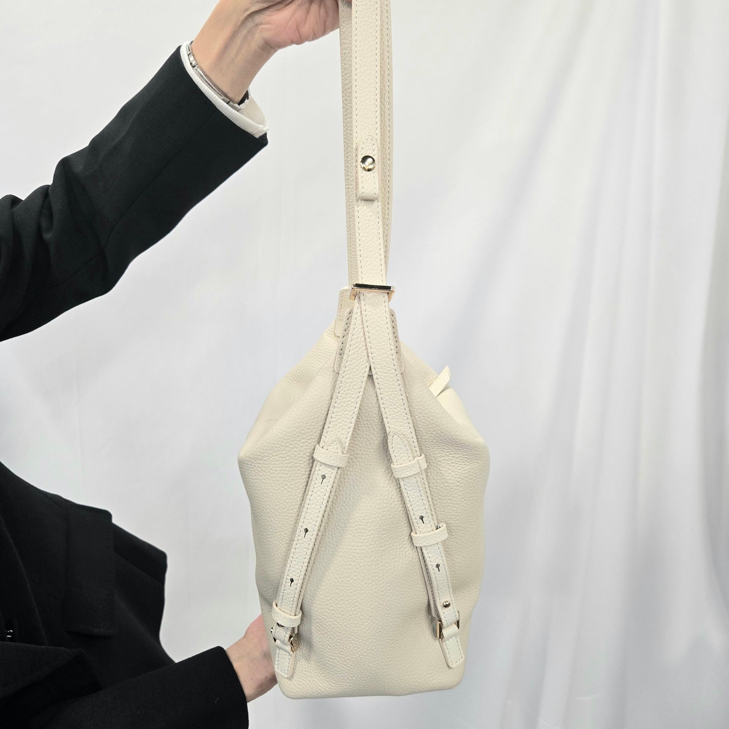 Korea Soft Pebble Leather Shoulder Backpack 2 in 1