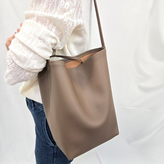 Korea Soft Pebble Leather Bucket Tote