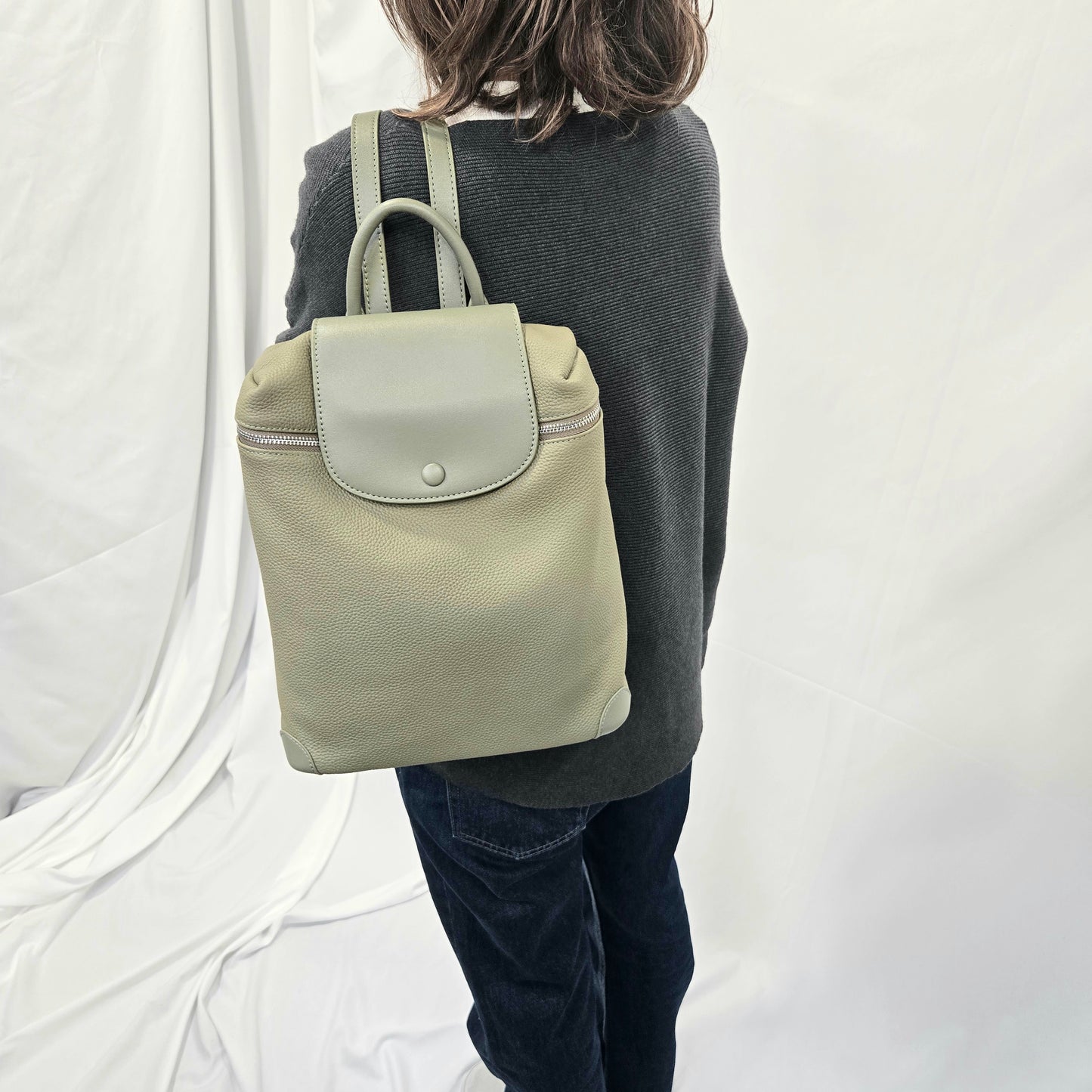 Korea Soft Pebble Leather Travel Backpack