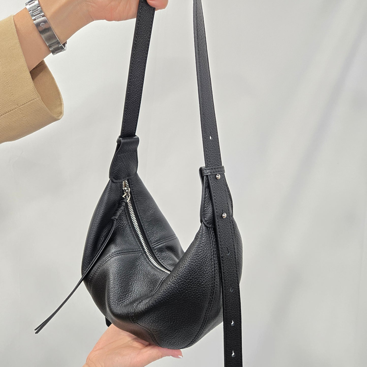 Korea Soft Pebble Leather Croissant Bag