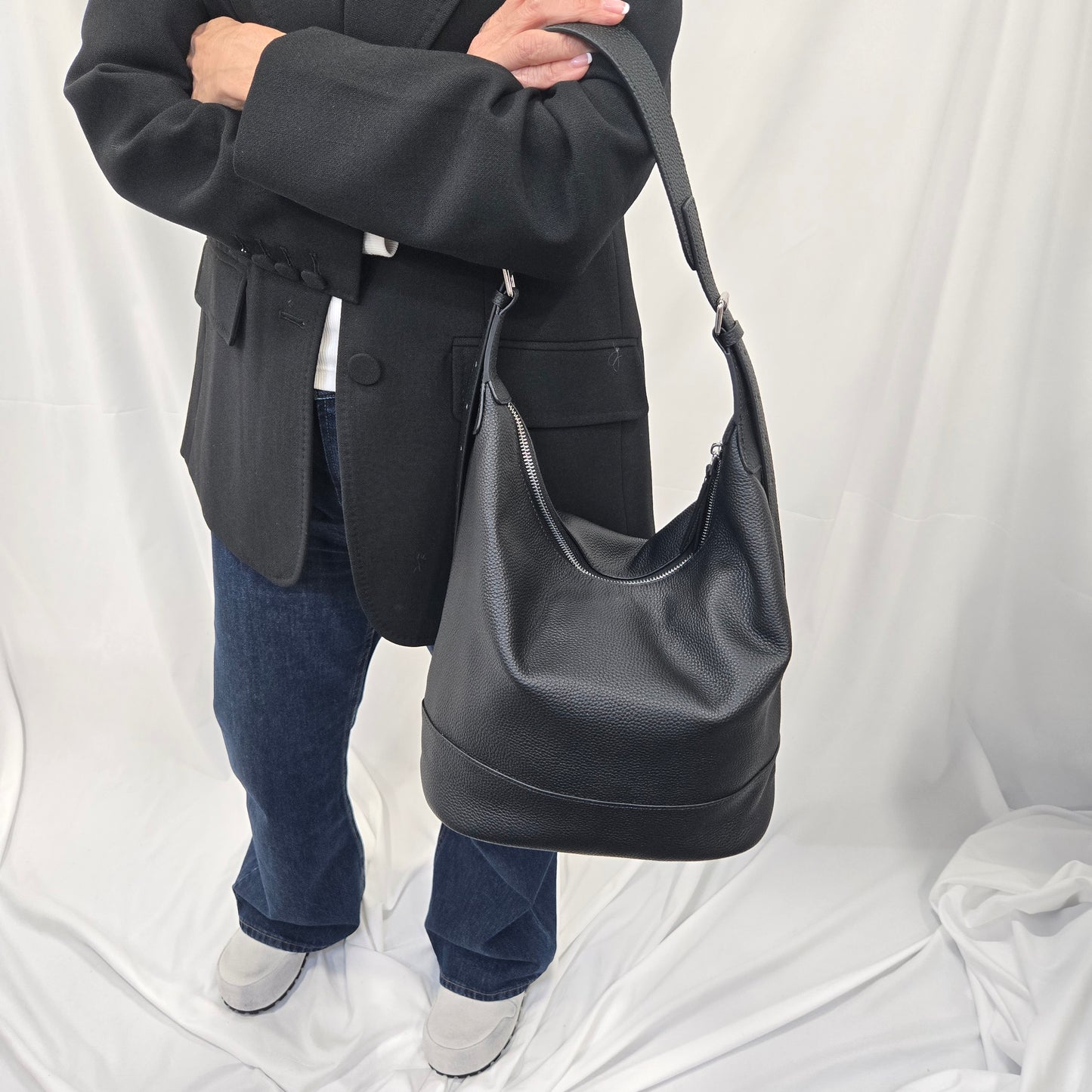 Korea Soft Pebble Leather Hobo Bag