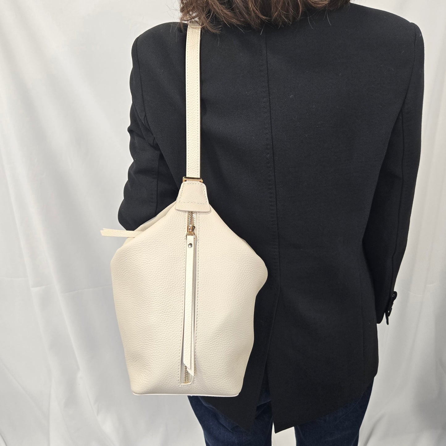 Korea Soft Pebble Leather Shoulder Backpack 2 in 1