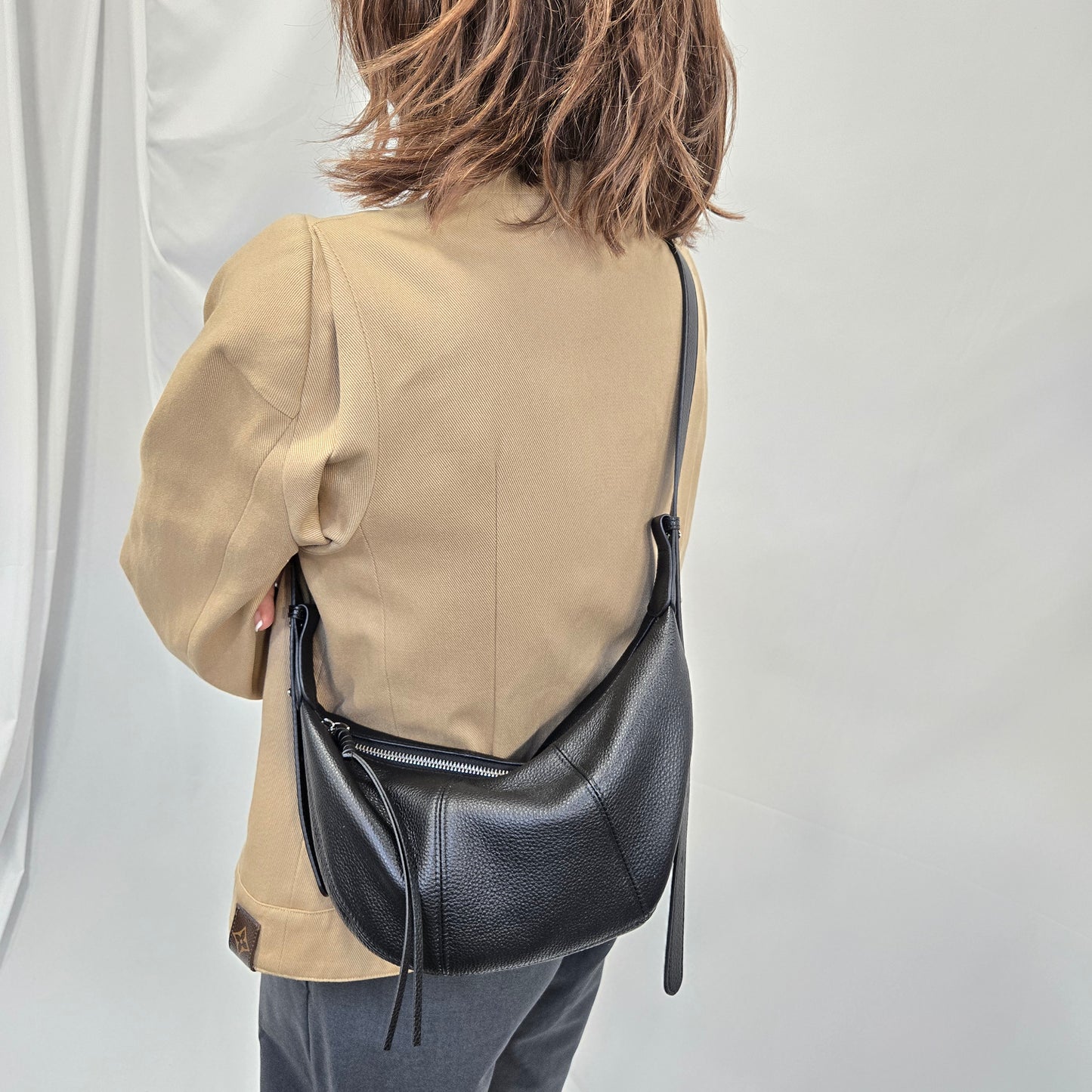 Korea Soft Pebble Leather Croissant Bag