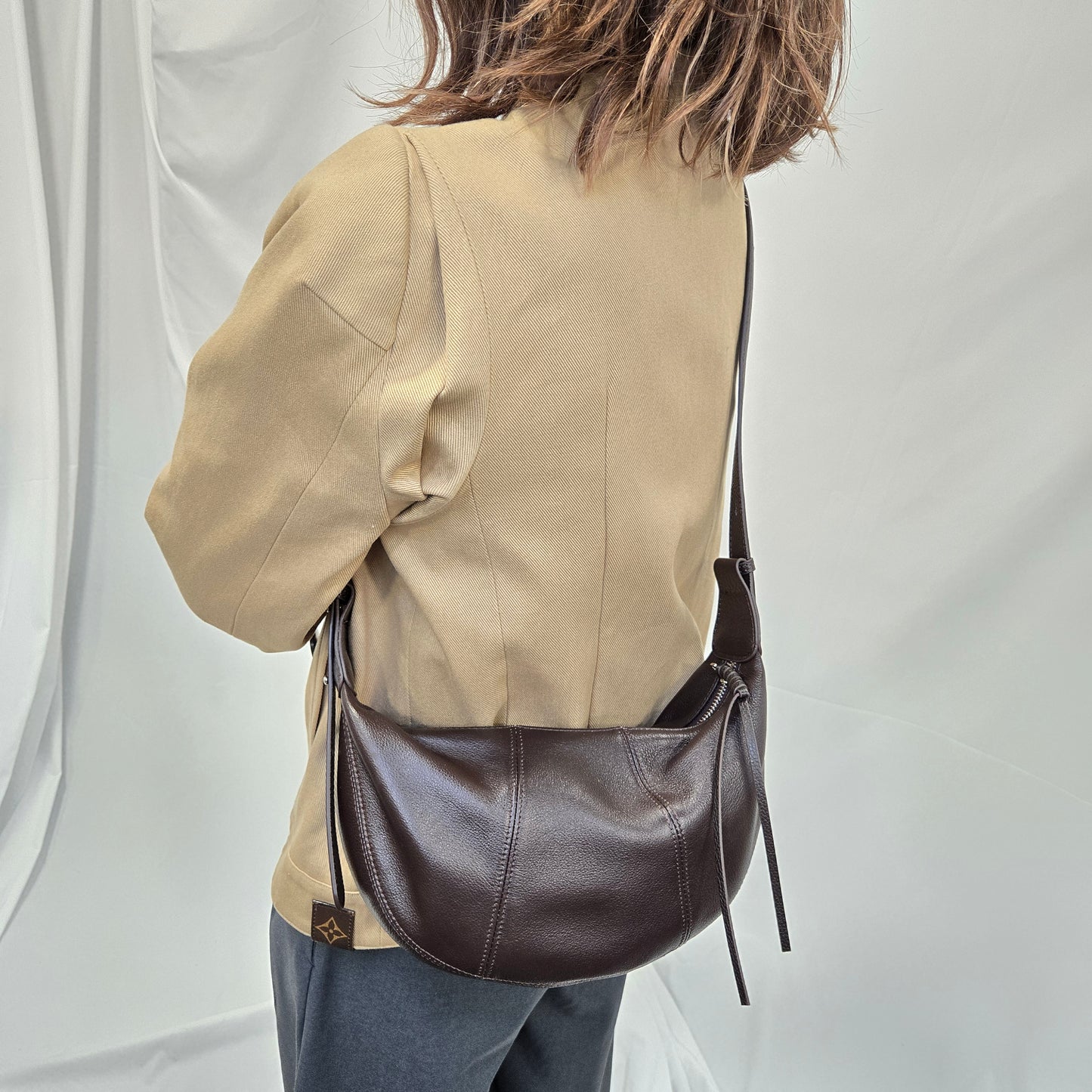 Korea Soft Pebble Leather Croissant Bag