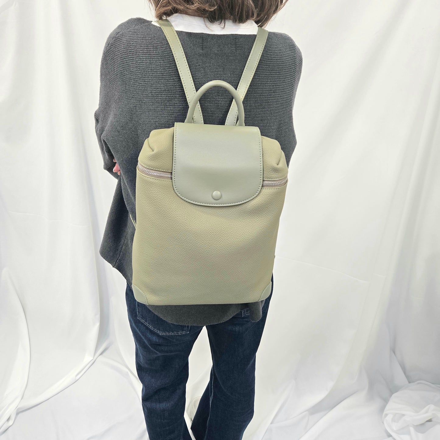 Korea Soft Pebble Leather Travel Backpack
