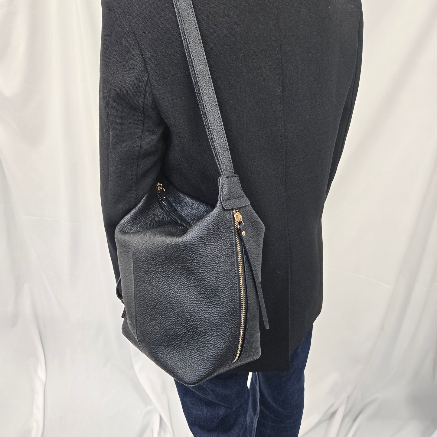 Korea Soft Pebble Leather Shoulder Backpack 2 in 1