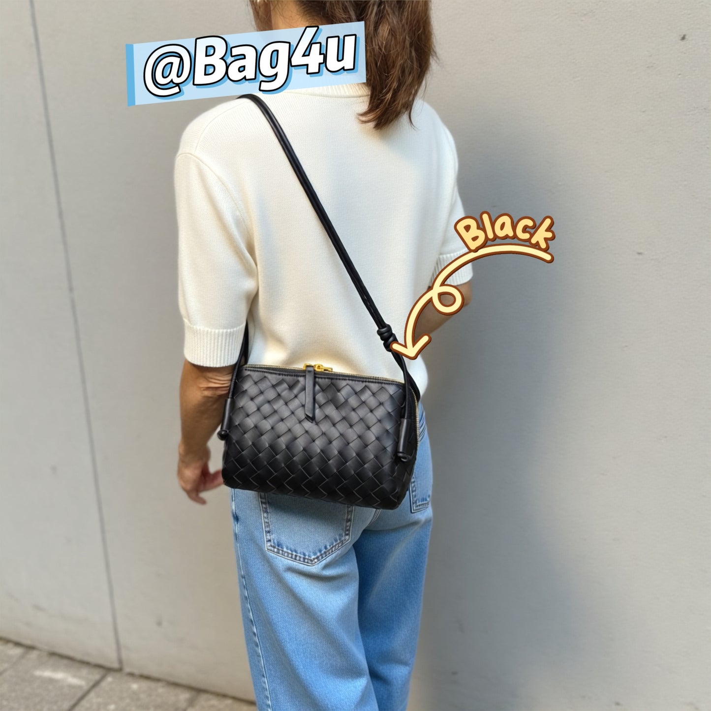 Korea Lamb Leather Woven Handbag