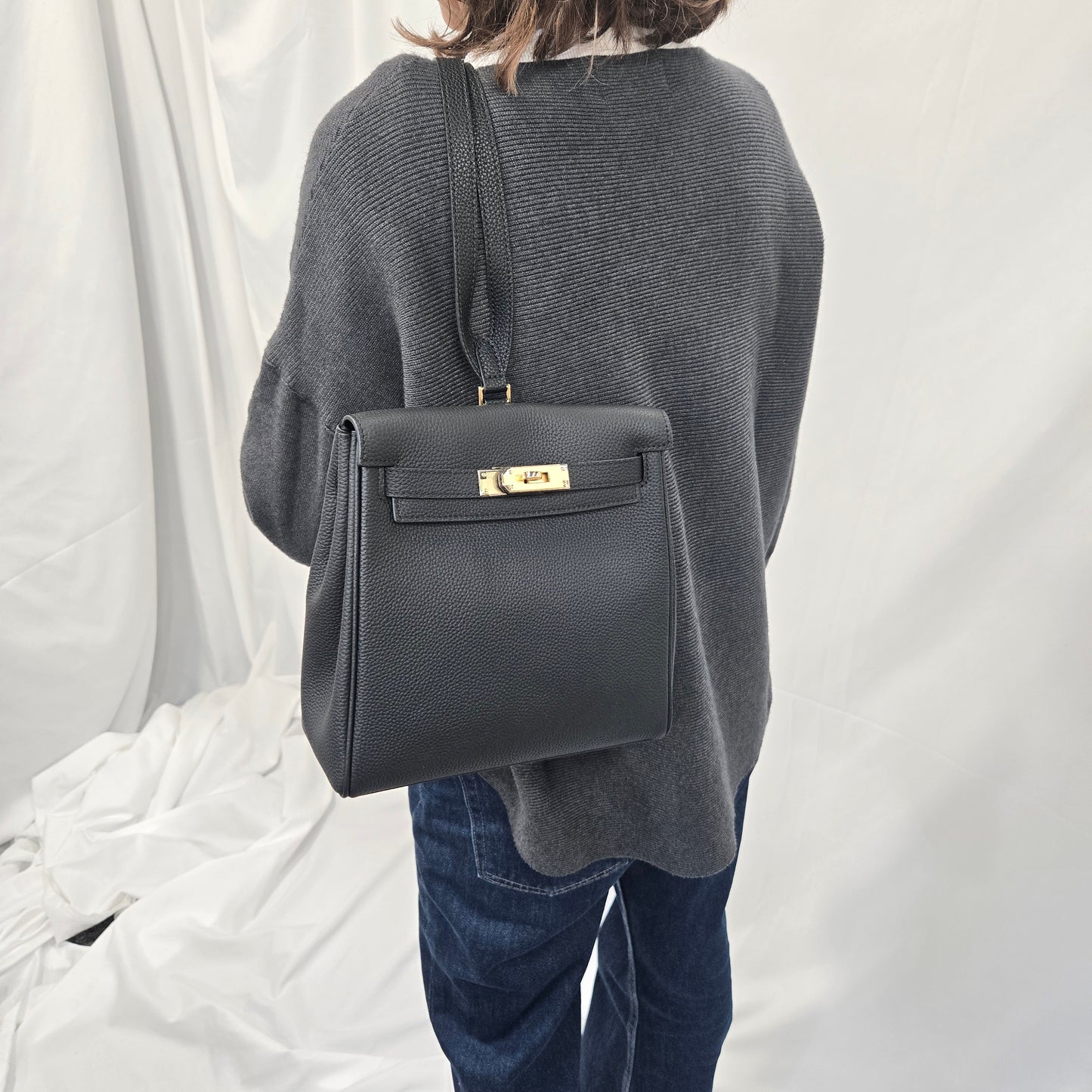 Korea Soft Pebble Leather Kelly Backpack