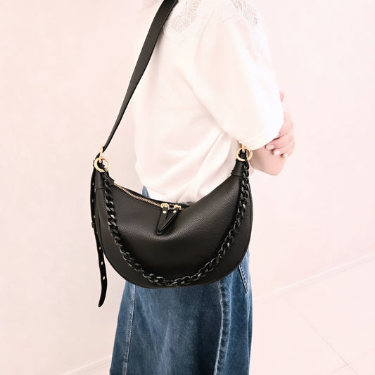 Korea Soft Pebble Leather Half Moon Bag