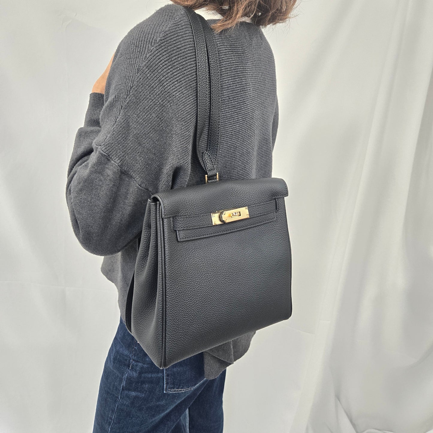 Korea Soft Pebble Leather Kelly Backpack
