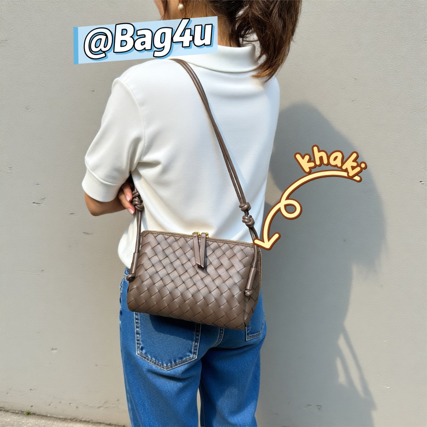 Korea Lamb Leather Woven Handbag