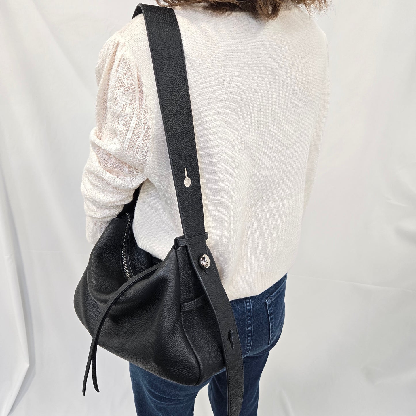 Korea Soft Pebble Leather Shoulder Zipper Bag