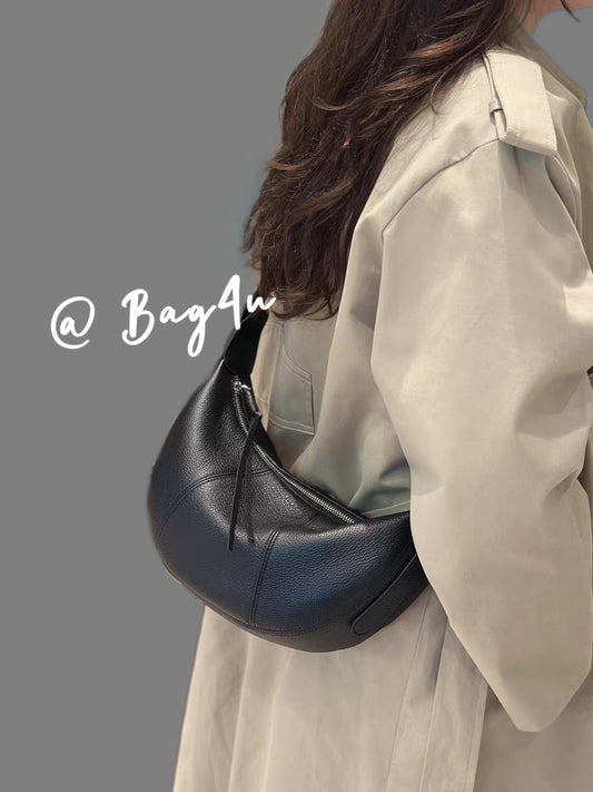 Korea Soft Pebble Leather Croissant Bag