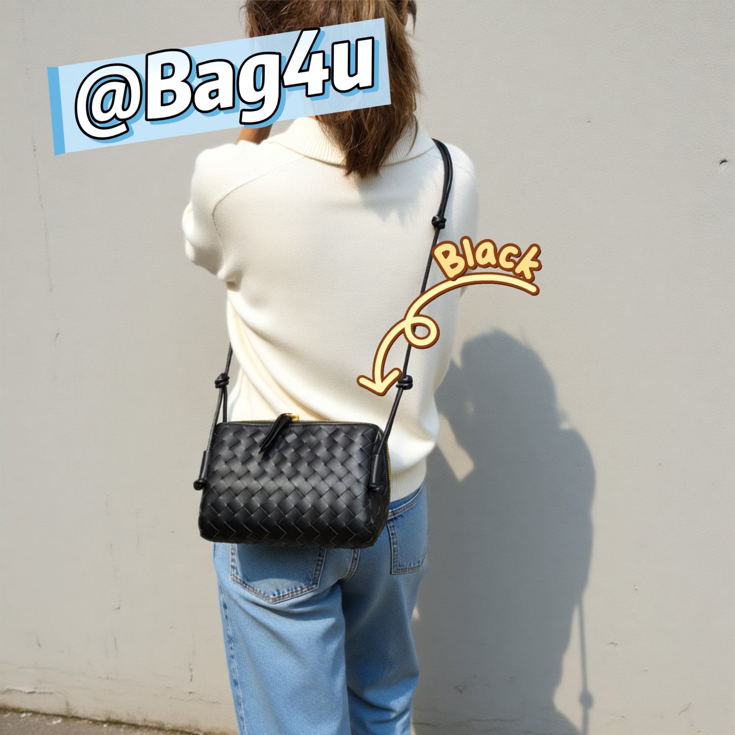 Korea Lamb Leather Woven Handbag