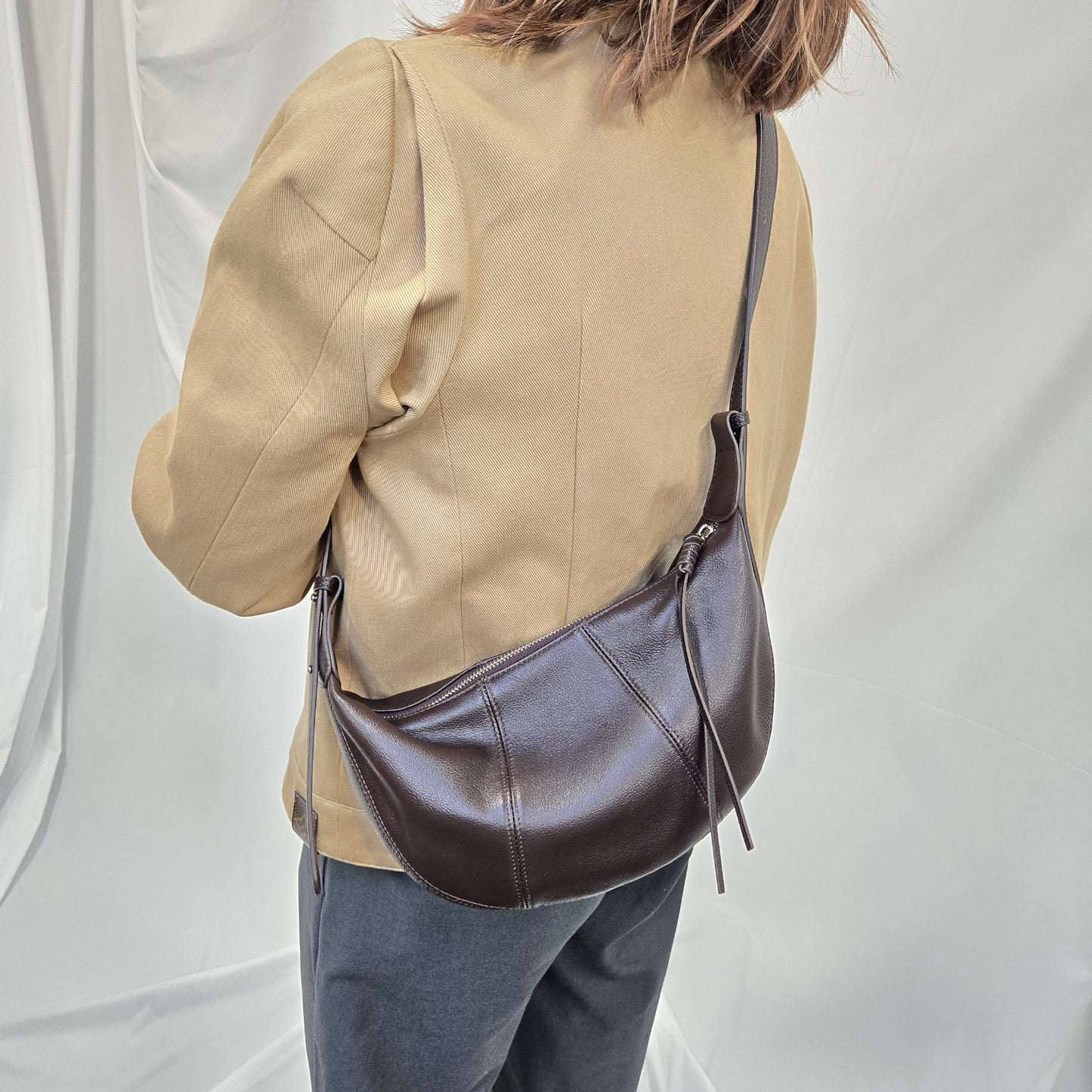 Korea Soft Pebble Leather Croissant Bag