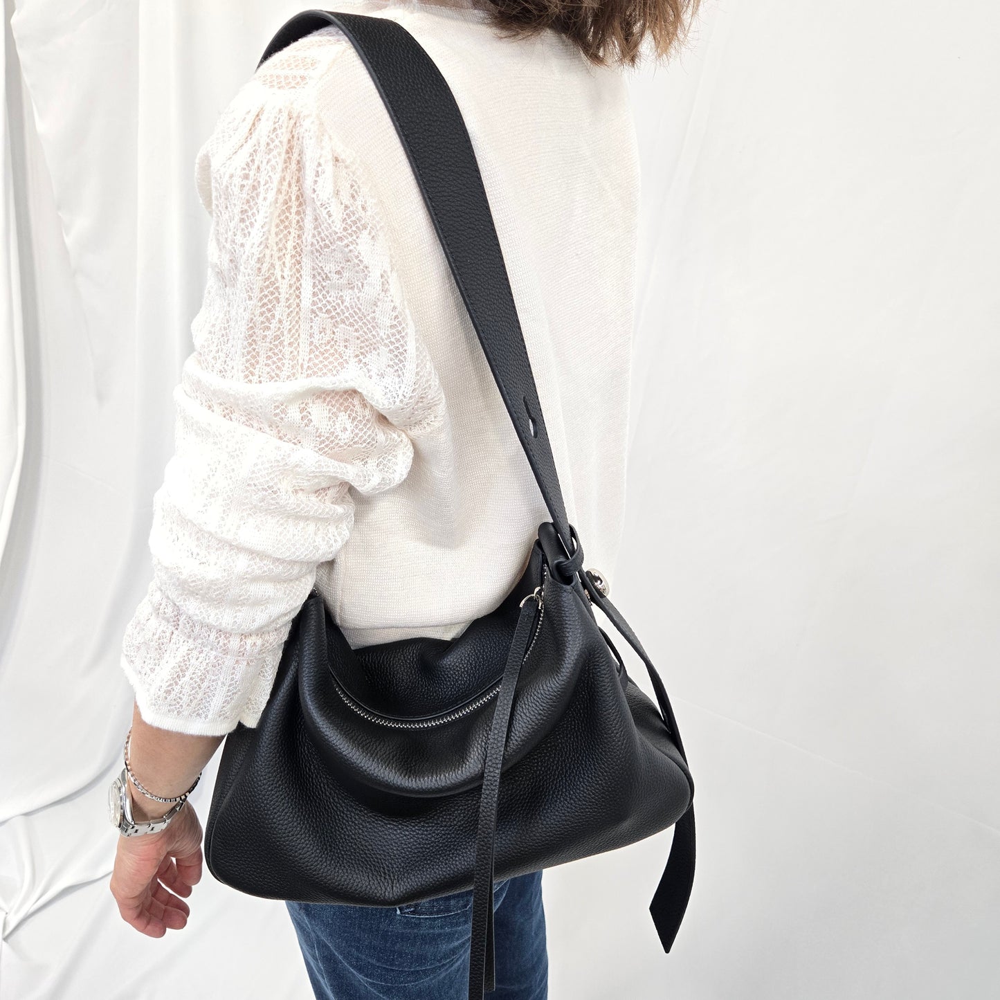 Korea Soft Pebble Leather Shoulder Zipper Bag