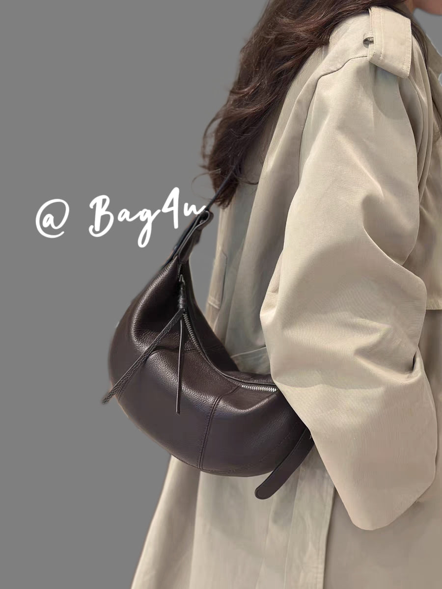 Korea Soft Pebble Leather Croissant Bag