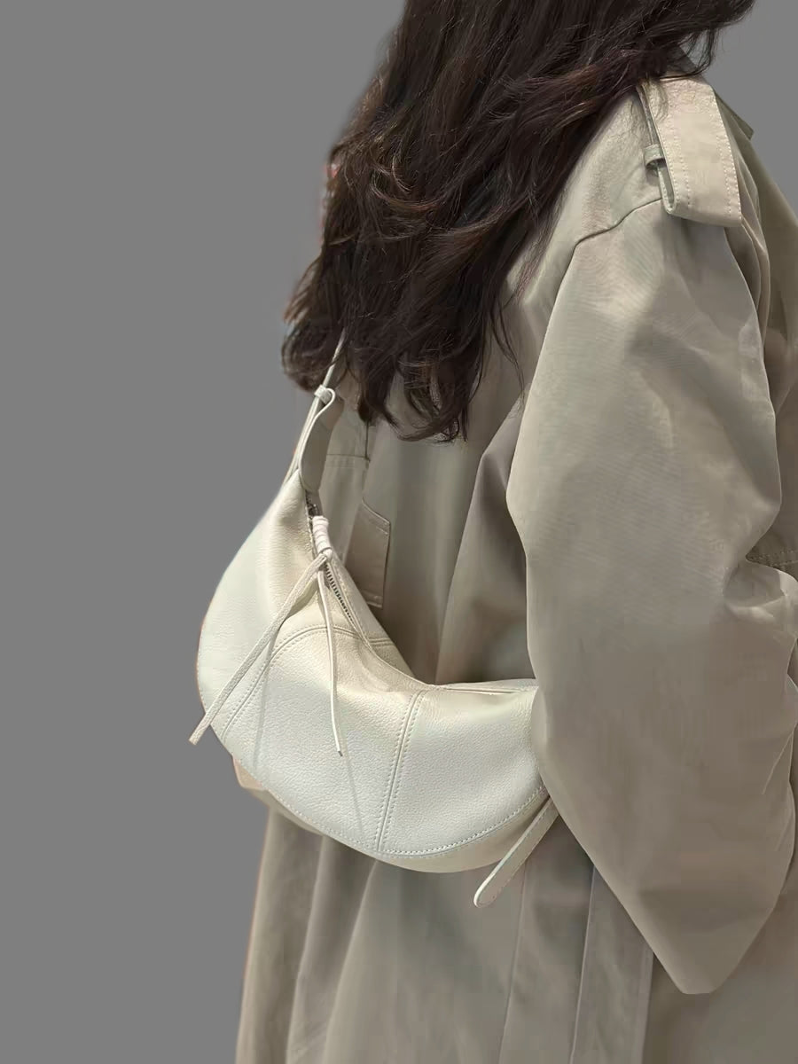 Korea Soft Pebble Leather Croissant Bag