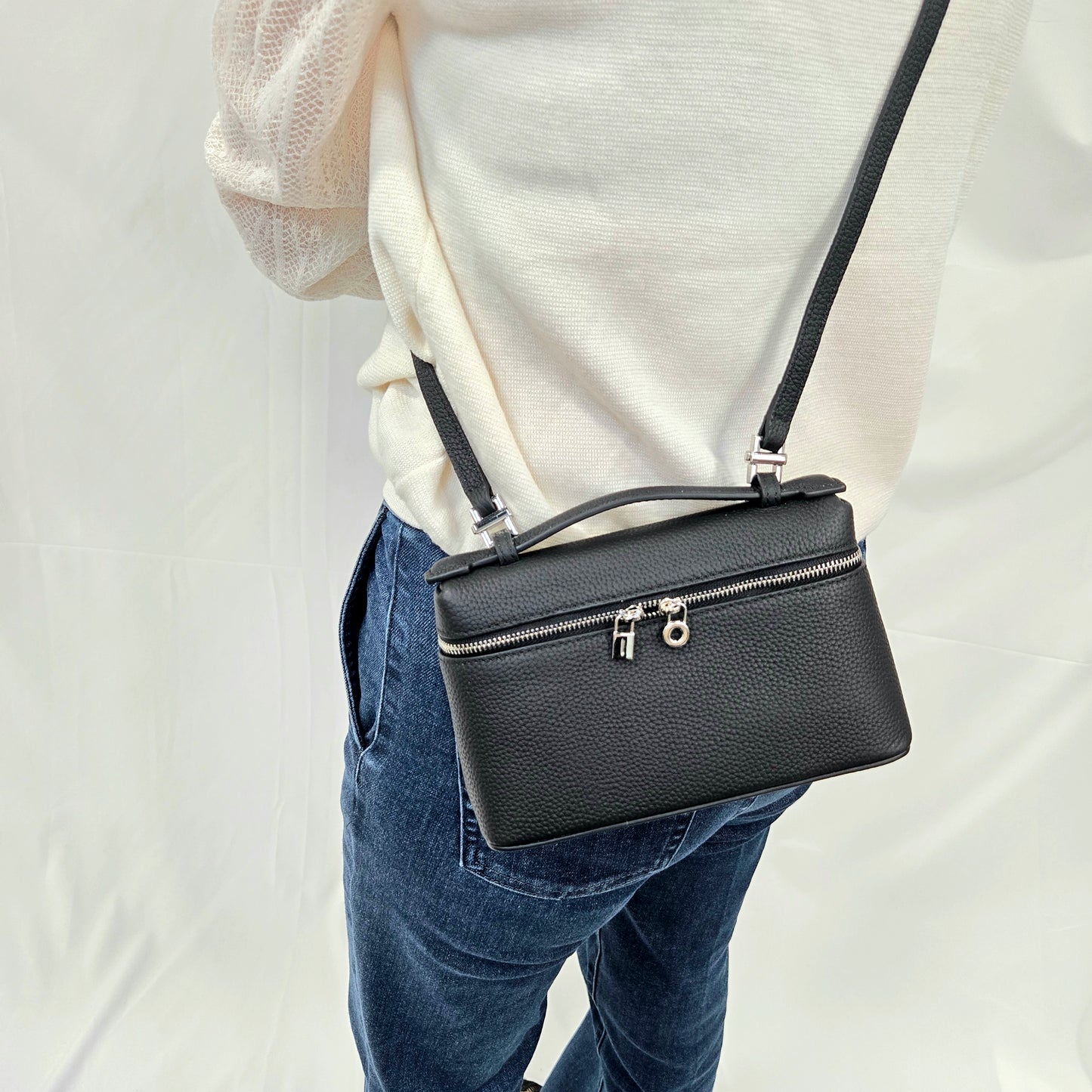 Korea Soft Pebble Leather Zipper Pouch 