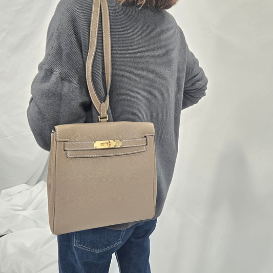 Korea Soft Pebble Leather Kelly Backpack